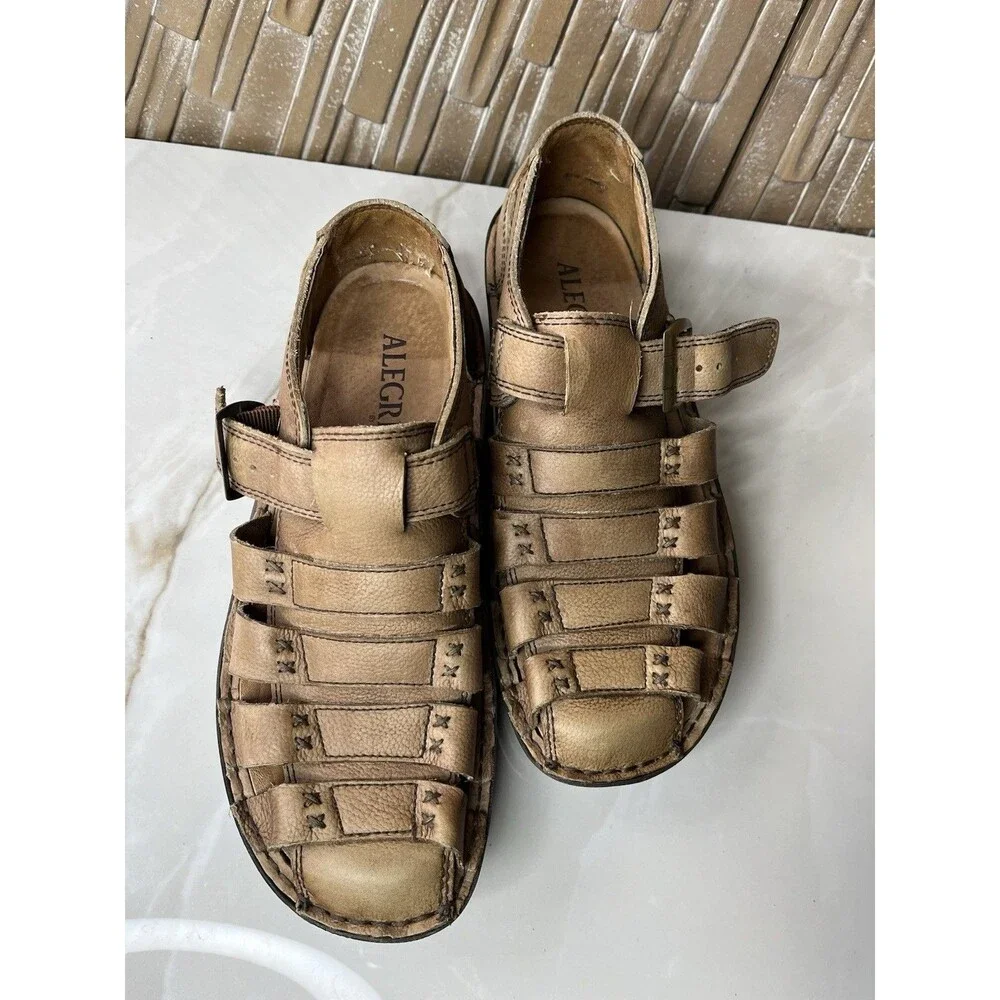 Alegria Martinique Brown Leather Fisherman Men Sandals Eur 41 US 8 Shoes